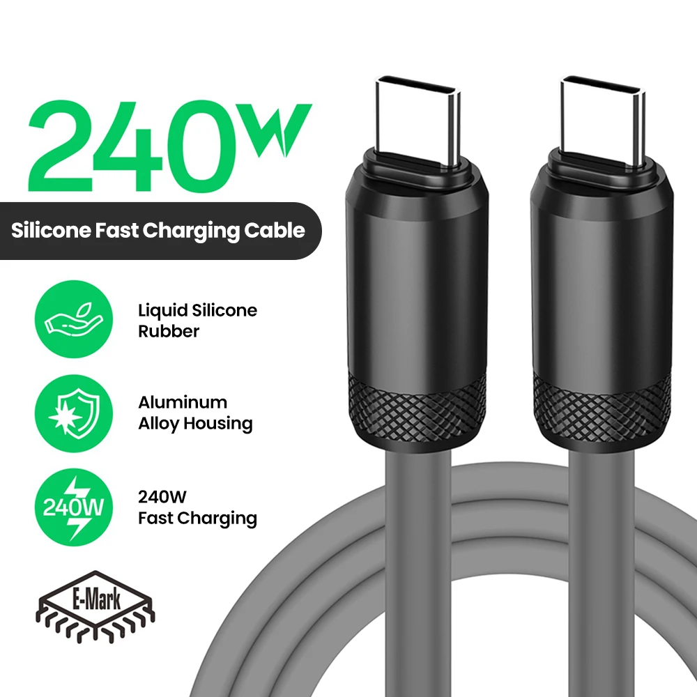 Liquid Silicone USB C Cable For iPhone 17 16 15 Pro Xiaomi Huawei 240W PD Fast Charging For Macbook iPad Type C to Type C Cable
Liquid Silicone USB C Cable For iPhone 17 16 15 Pro Xiaomi Huawei 240W PD Fast Charging For Macbook iPad Type C to Type C Cable