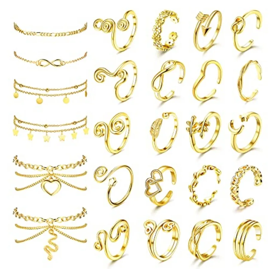 Toe Rings and Ankle Bracelets for Women Silver Rose Gold Plated Anklet Toe Rings Cute Layered Anklets Open Tail Rings Adjustabl
Toe Rings and Ankle Bracelets for Women Silver Rose Gold Plated Anklet Toe Rings Cute Layered Anklets Open Tail Rings Adjustabl
