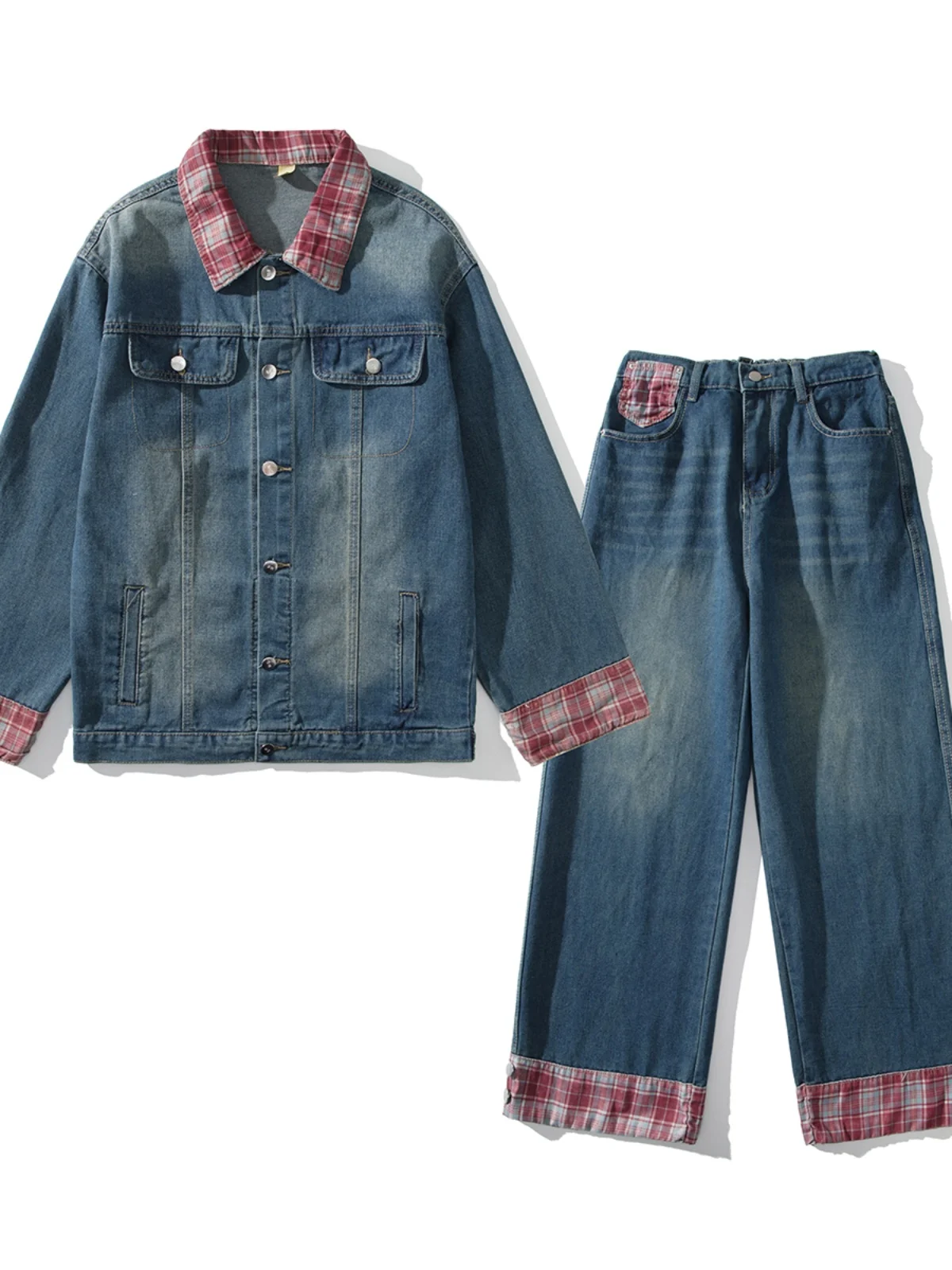 Мужской комплект в стиле ретро: джинсовая куртка в клетку и свободные длинные брюки, осенне-зимняя новинка, модный комплект для подростков
Мужской комплект в стиле ретро: джинсовая куртка в клетку и свободные длинные брюки, осенне-зимняя новинка, модный комплект для подростков