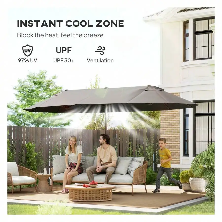 15 Ft Outdoor Patio Umbrella With Crank And Ventilation Gray For Backyard Deck Pool
15 Ft Outdoor Patio Umbrella With Crank And Ventilation Gray For Backyard Deck Pool