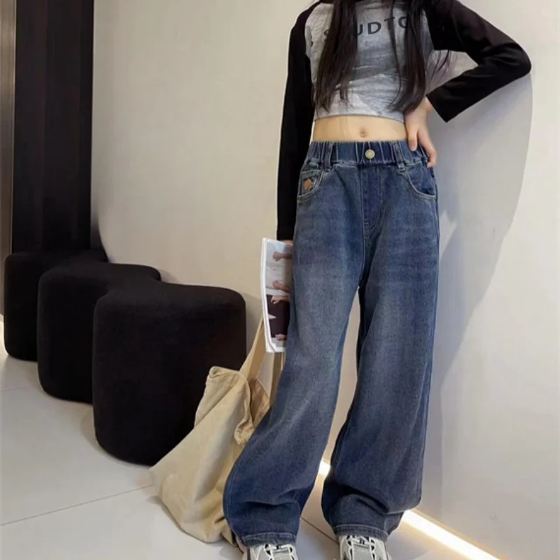 Girls 'pants 2024 spring dress new children's loose wool edge jeans in the big children spring and autumn straight pants tide wh
Girls 'pants 2024 spring dress new children's loose wool edge jeans in the big children spring and autumn straight pants tide wh