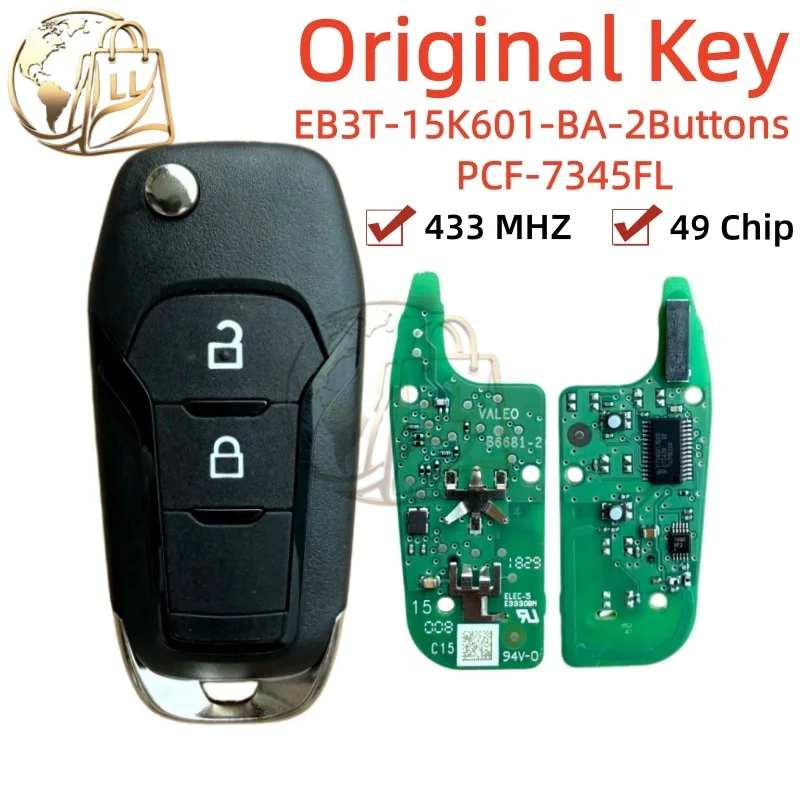 Original EB3T-15K601-BA Flip Folding Remote Car Key For Ford F150 Ranger KA+ Mondeo V Galaxy S-Max DS7T-15K601-B 433Mhz ID49
Original EB3T-15K601-BA Flip Folding Remote Car Key For Ford F150 Ranger KA+ Mondeo V Galaxy S-Max DS7T-15K601-B 433Mhz ID49