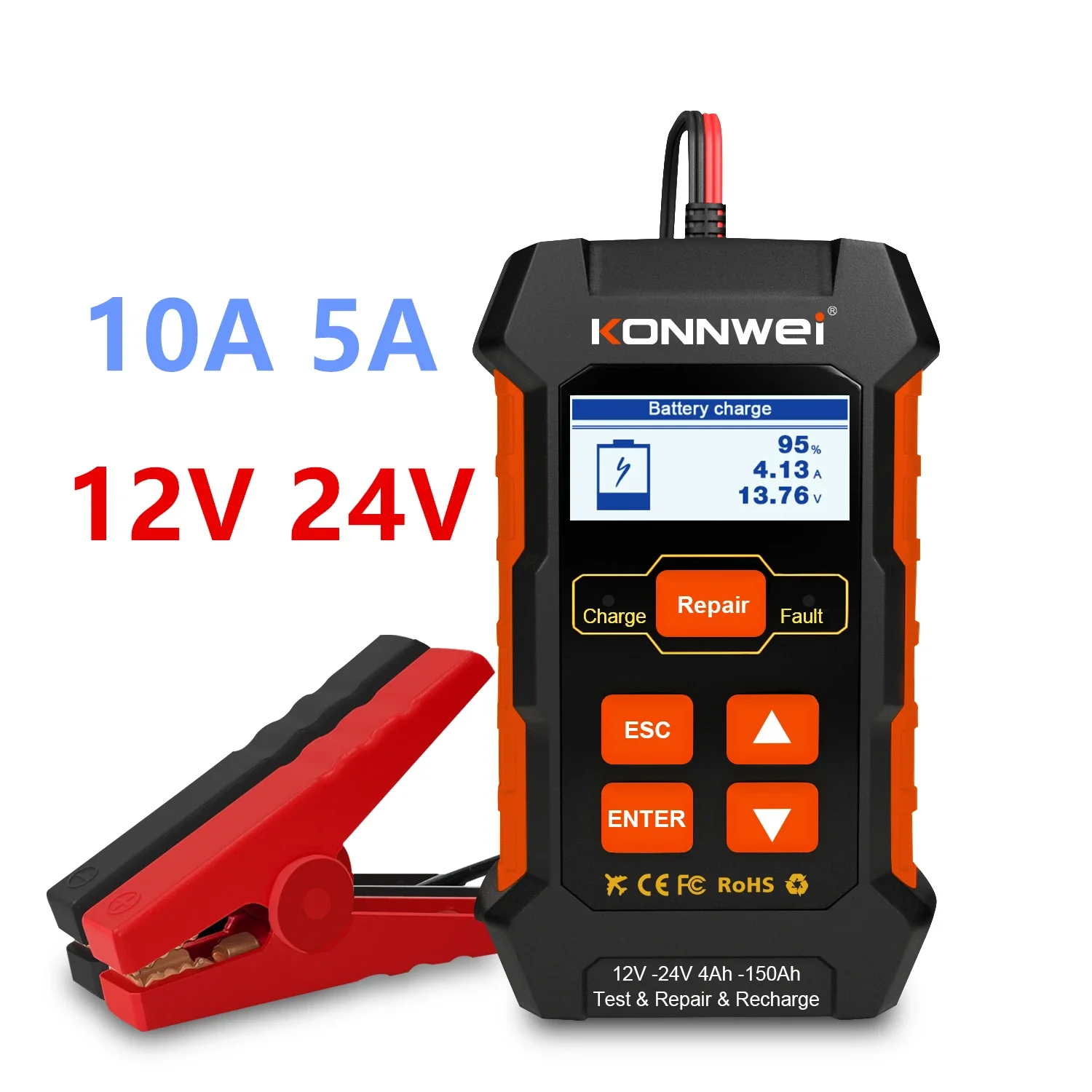 Automotive KW520 battery tester plus charger plus repair tool 12V 10A /24V 5A Automotive Alternator Tester
Automotive KW520 battery tester plus charger plus repair tool 12V 10A /24V 5A Automotive Alternator Tester