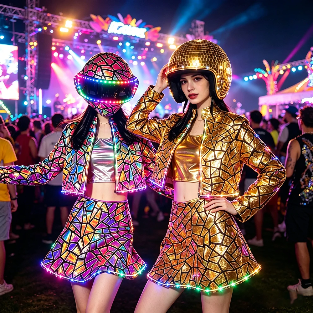 Handmade Gold Cracked Mosaic Stilt Walker Suit Full Color LED Illuminated Robot Costume with Helmet for Stage Events
Handmade Gold Cracked Mosaic Stilt Walker Suit Full Color LED Illuminated Robot Costume with Helmet for Stage Events