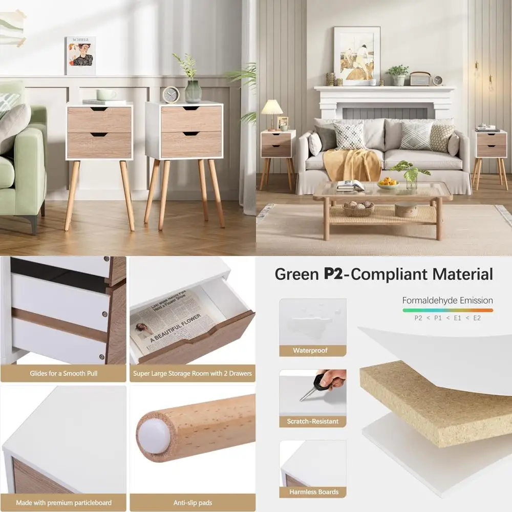 Solid Wood Nightstands Set of 2 with Drawers, Large Storage Bedside Tables, End Table for Bedroom
Solid Wood Nightstands Set of 2 with Drawers, Large Storage Bedside Tables, End Table for Bedroom