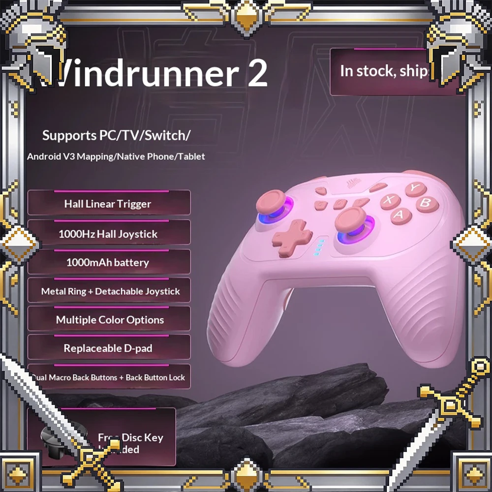 YUYOU Wind Chaser2 Gamepads Wireless 1000HZ Hall rocker Game Handles 255th order linearity Hall trigger Replaceable Cross key
YUYOU Wind Chaser2 Gamepads Wireless 1000HZ Hall rocker Game Handles 255th order linearity Hall trigger Replaceable Cross key