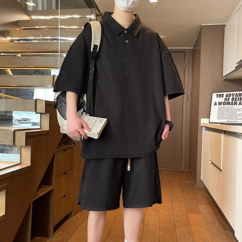 Short Sleeve T-shirt + Shorts Set Basic Solid Color Loose Polo Shirt Summer Letter Fashion Jacquard Woven Men's Clothing
Short Sleeve T-shirt + Shorts Set Basic Solid Color Loose Polo Shirt Summer Letter Fashion Jacquard Woven Men's Clothing