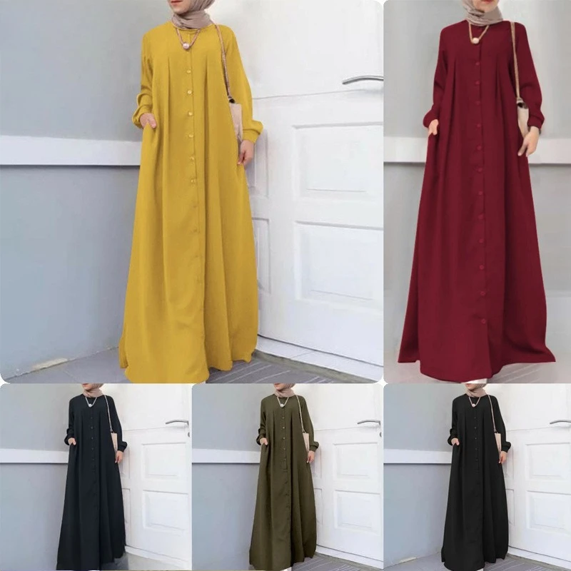 Summer Maxi Long Dress Women Muslim Long Sleeve Dress Loose Casual Dresses Vintage Hijab Islamic Clothing Caftan Robe
Summer Maxi Long Dress Women Muslim Long Sleeve Dress Loose Casual Dresses Vintage Hijab Islamic Clothing Caftan Robe
