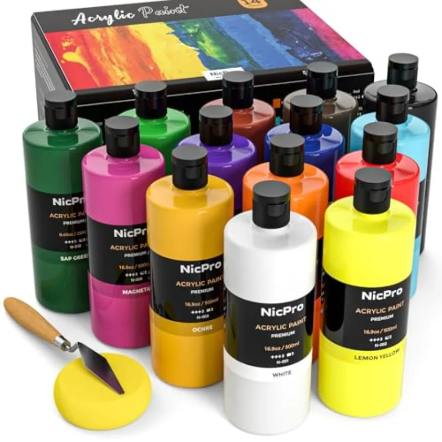 Large Bulk Acrylic Paint Set 16.9 oz, 500 ml Rich Art Painting Supplies, Non Toxic for Multi Surface Rock Canvas Wood Ceramic L
Large Bulk Acrylic Paint Set 16.9 oz, 500 ml Rich Art Painting Supplies, Non Toxic for Multi Surface Rock Canvas Wood Ceramic L