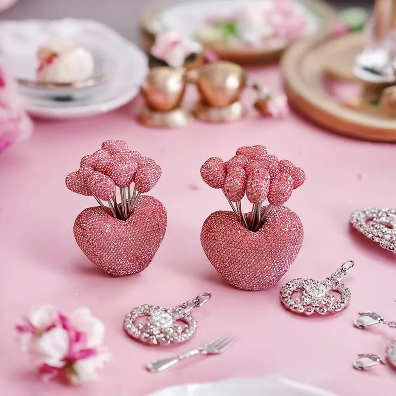 10pcs Heart Fruit Fork Set Bling Diamond Stainless Steel Fruit Picks Children Cute Dessert Cake Snack Forks Party Decoration
10pcs Heart Fruit Fork Set Bling Diamond Stainless Steel Fruit Picks Children Cute Dessert Cake Snack Forks Party Decoration
