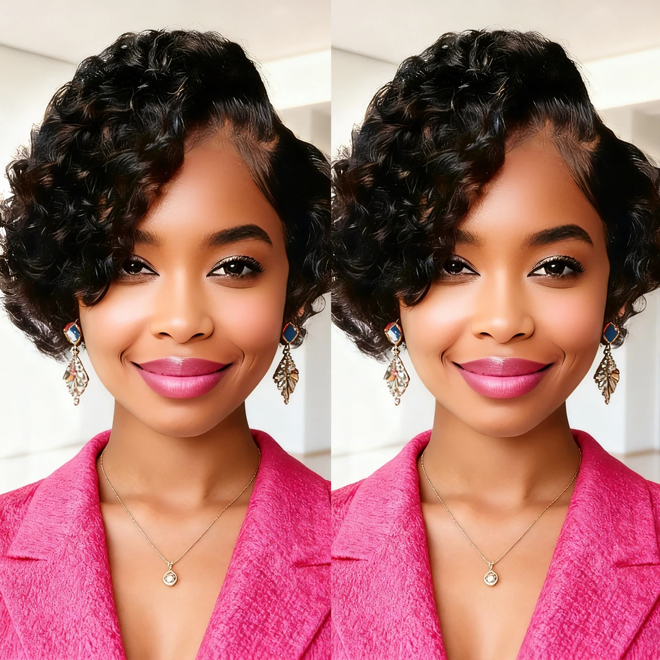 Short Pixie Cut Curly Human Hair Wig Natural Color 13x4x1 T part lace closure Curly for Women Curly Wave
Short Pixie Cut Curly Human Hair Wig Natural Color 13x4x1 T part lace closure Curly for Women Curly Wave