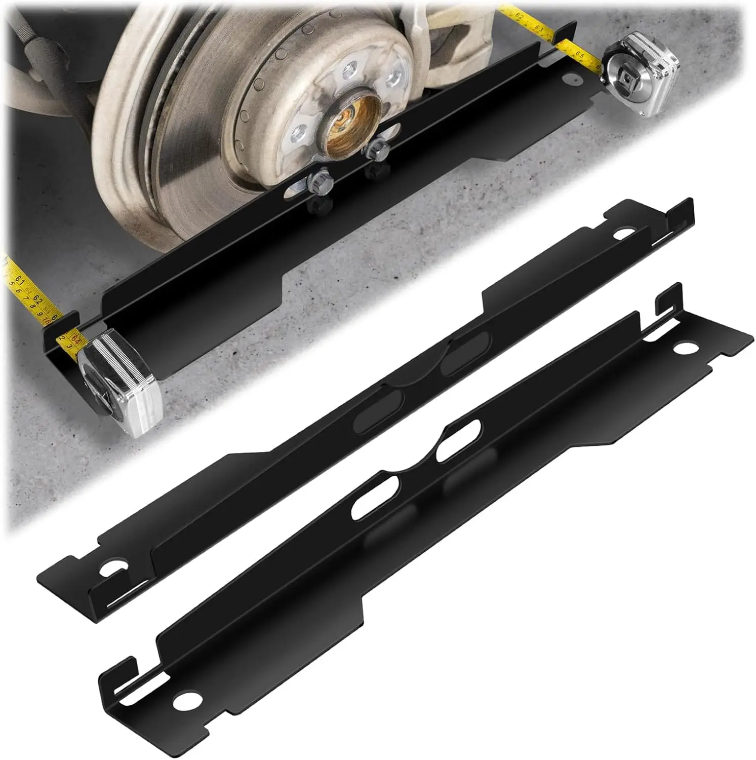 2 Pack Heavy Duty Wheel Alignment Tool Kit - Black Toe Plates with Tape Measures, Hanging Hole, Fast Accurate Fit for Various Ve
2 Pack Heavy Duty Wheel Alignment Tool Kit - Black Toe Plates with Tape Measures, Hanging Hole, Fast Accurate Fit for Various Ve