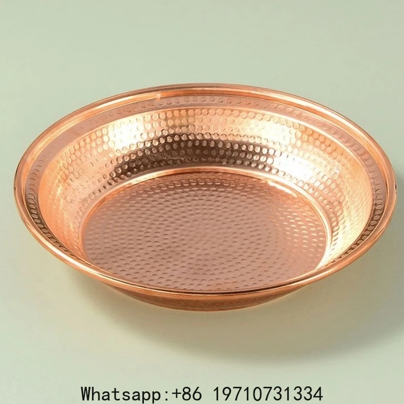 Pure Copper Hammer Tribute Plate, Buddhist Fruit Saucer, Brass, Auspicious Luster, Tibetan Plate, Home's Gift, 25cm, 1Pcs
Pure Copper Hammer Tribute Plate, Buddhist Fruit Saucer, Brass, Auspicious Luster, Tibetan Plate, Home's Gift, 25cm, 1Pcs