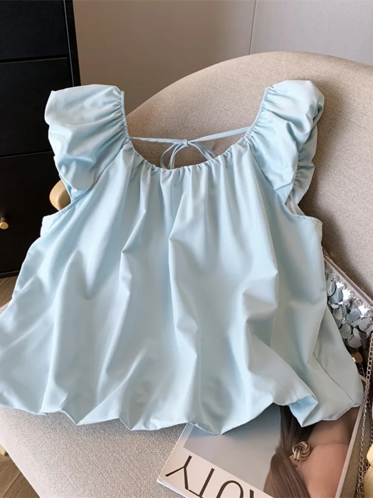 Sweet Blue Women's Shirt round Neck Fly Sleeve Summer 2026 New Design Loose Fit Breathable Short Sleeve Japanese Style
Sweet Blue Women's Shirt round Neck Fly Sleeve Summer 2026 New Design Loose Fit Breathable Short Sleeve Japanese Style