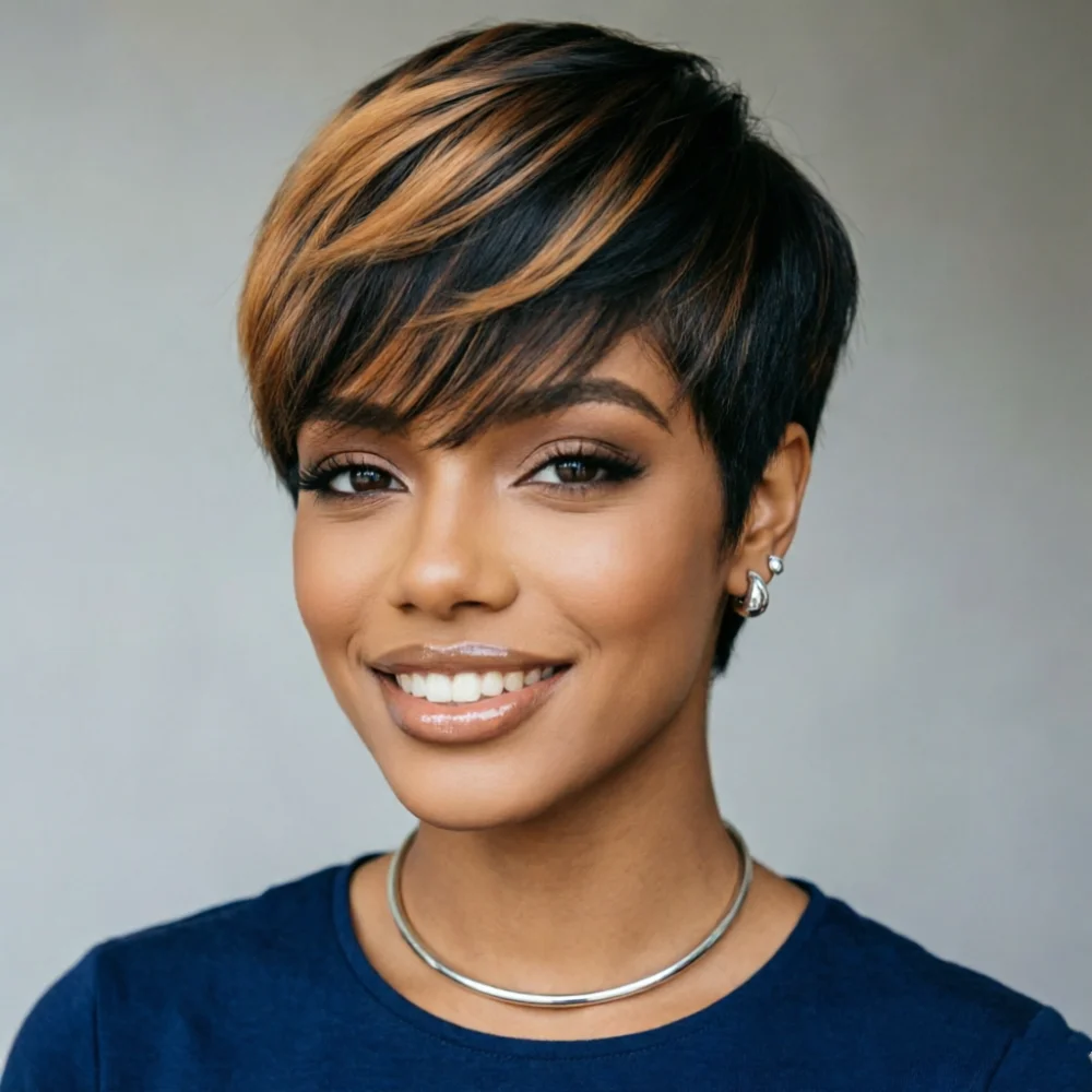Short Pixie Cut Wig for Black Women Human Hair 1B30 Colored Short Layered Pixie Wigs With Bangs for Women Machine Mad
Short Pixie Cut Wig for Black Women Human Hair 1B30 Colored Short Layered Pixie Wigs With Bangs for Women Machine Mad