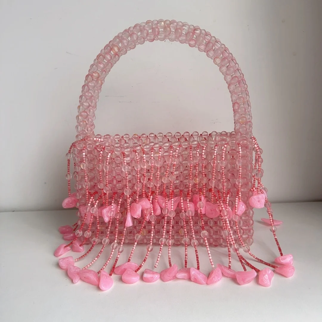 Designer Pink Bead bag Fringe Cute Beaded Totes Handbag Women Handmade Party Tassel Purse
Designer Pink Bead bag Fringe Cute Beaded Totes Handbag Women Handmade Party Tassel Purse