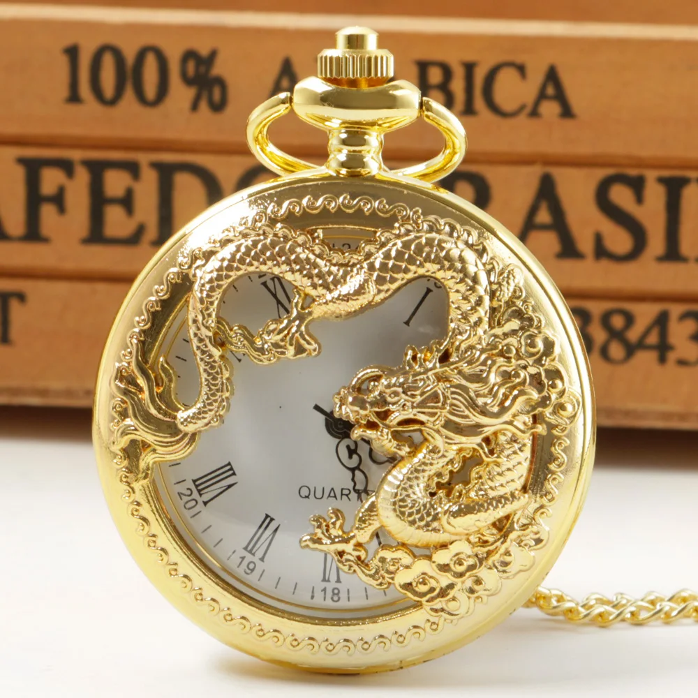 Luxury Gold Dragon Necklace China Style Pendant Pocket Watch Lucky Amulet Peace Mascot Gifts for Women Men reloj de bolsillo
Luxury Gold Dragon Necklace China Style Pendant Pocket Watch Lucky Amulet Peace Mascot Gifts for Women Men reloj de bolsillo