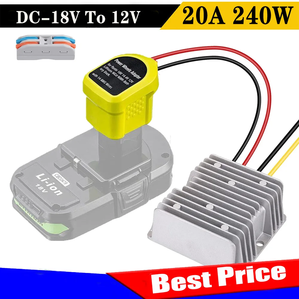DC 18V to DC 12V Converter Adapter For RYOBI 20A 240W Step Down DIY Adapter Automatic Buck Voltage Regulator For RC Car Toys
DC 18V to DC 12V Converter Adapter For RYOBI 20A 240W Step Down DIY Adapter Automatic Buck Voltage Regulator For RC Car Toys