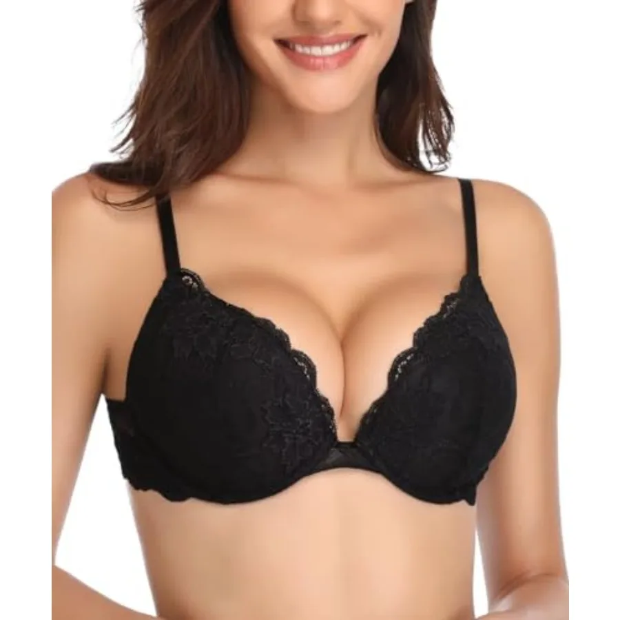 Deyllo Women's Push Up Lace Bra Comfort Padded Underwire Bra Lift Up Add One Cup
Deyllo Women's Push Up Lace Bra Comfort Padded Underwire Bra Lift Up Add One Cup