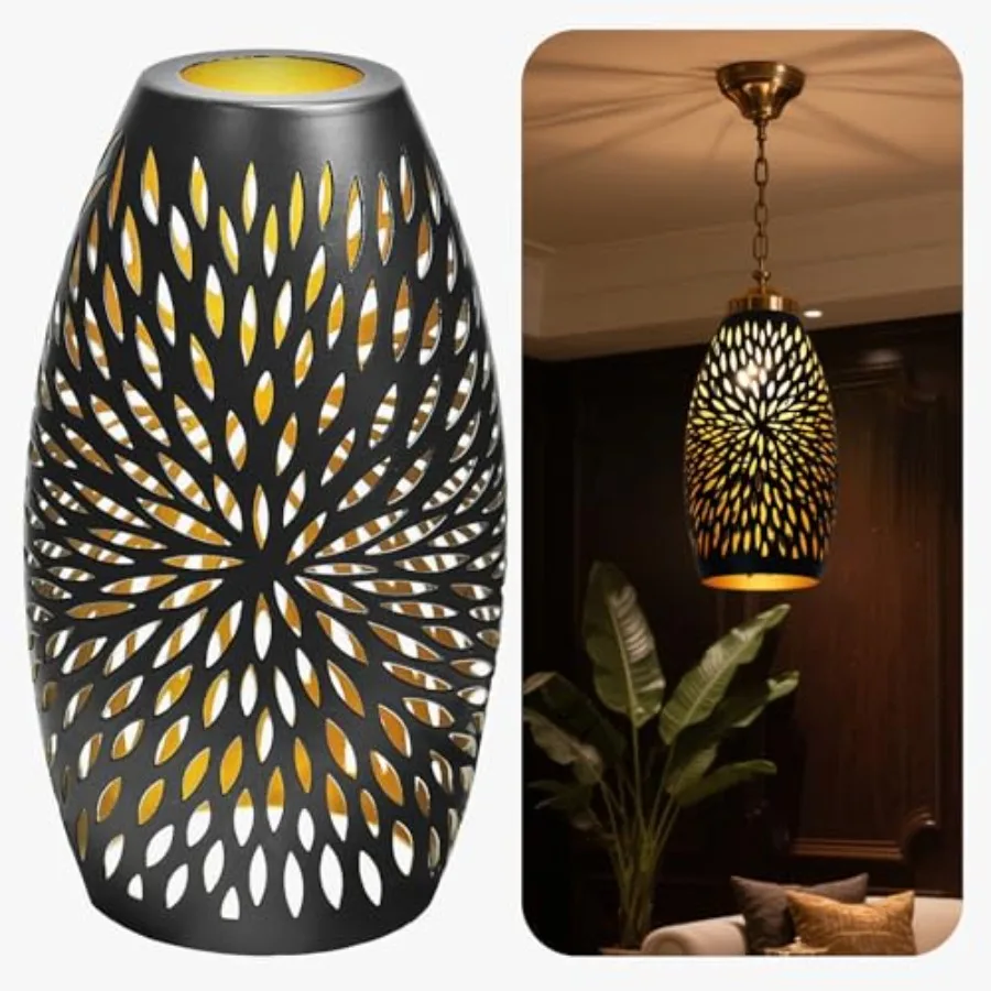 Pendant Light Shade Replacement Metal Lampshade with 1-5/8" Fitter 7.8" Height and 4.7" Diameter Etched Hollowed Lamp Shade Met
Pendant Light Shade Replacement Metal Lampshade with 1-5/8" Fitter 7.8" Height and 4.7" Diameter Etched Hollowed Lamp Shade Met