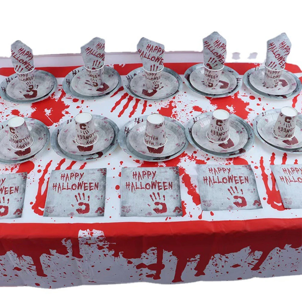 Halloween Tableware Kit Blood H print Plates Cups Accessories Disposable Party Supplies Themed Paper Dinnerware
Halloween Tableware Kit Blood H print Plates Cups Accessories Disposable Party Supplies Themed Paper Dinnerware