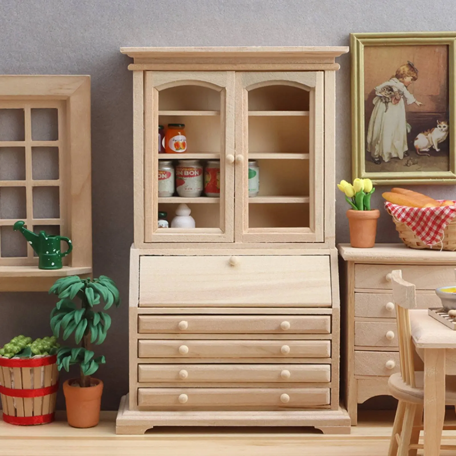 Wooden Dollhouse Sideboard Vintage Design 1:12 Scale Cabinet Dollhouse Cabinet Functional Drawers and Doors for Collectors
Wooden Dollhouse Sideboard Vintage Design 1:12 Scale Cabinet Dollhouse Cabinet Functional Drawers and Doors for Collectors