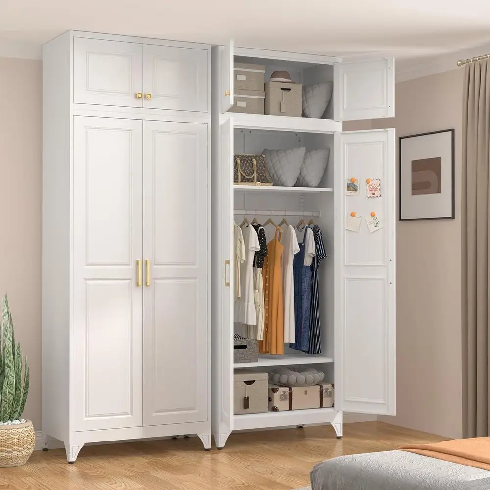 86.6 Tall Metal Wardrobe Closet with 71 Cabinet and Hanging Rod, Ideal for Bedroom, School, or Gym, White
86.6 Tall Metal Wardrobe Closet with 71 Cabinet and Hanging Rod, Ideal for Bedroom, School, or Gym, White
