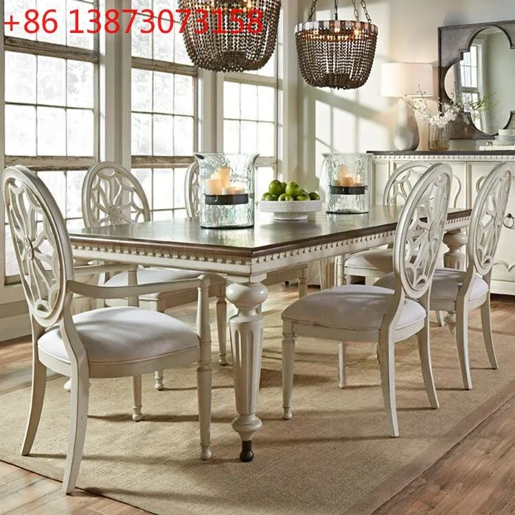 French American country solid wood retro old carved dining table and chairs villa luxury high-end dining table
French American country solid wood retro old carved dining table and chairs villa luxury high-end dining table