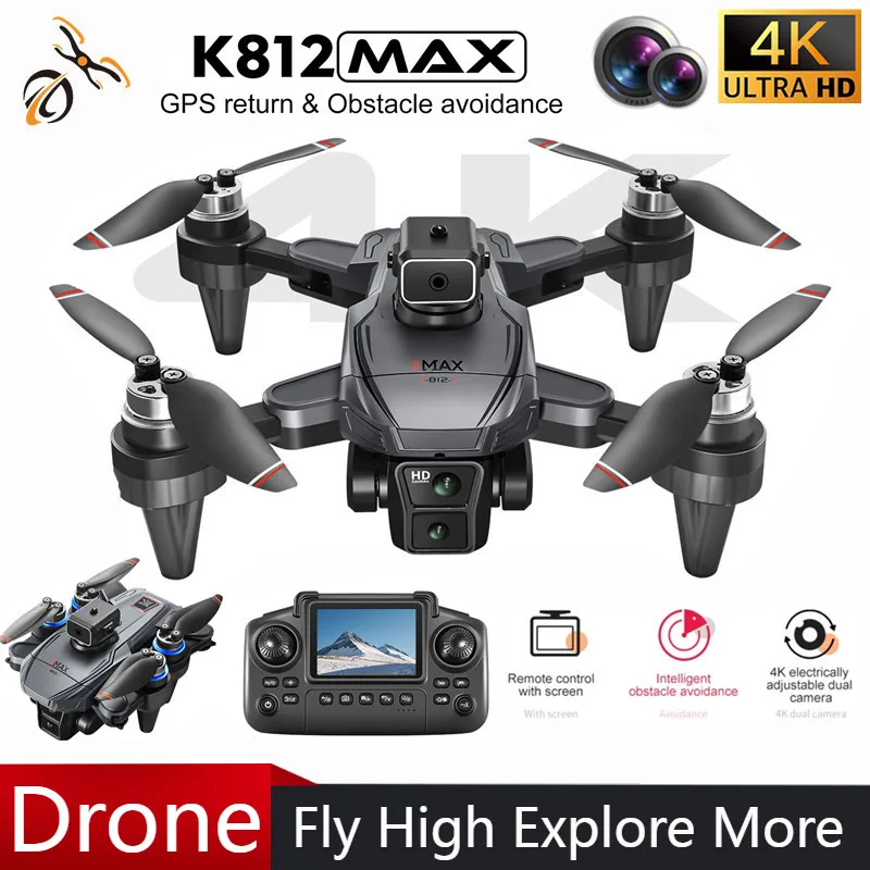 K812 MAX 4K Professional HD Dual Camera GPS Drone With Screen 5G WIFI 360°Obstacle Avoidance Brushless Foldable Quadcopter Dron
K812 MAX 4K Professional HD Dual Camera GPS Drone With Screen 5G WIFI 360°Obstacle Avoidance Brushless Foldable Quadcopter Dron