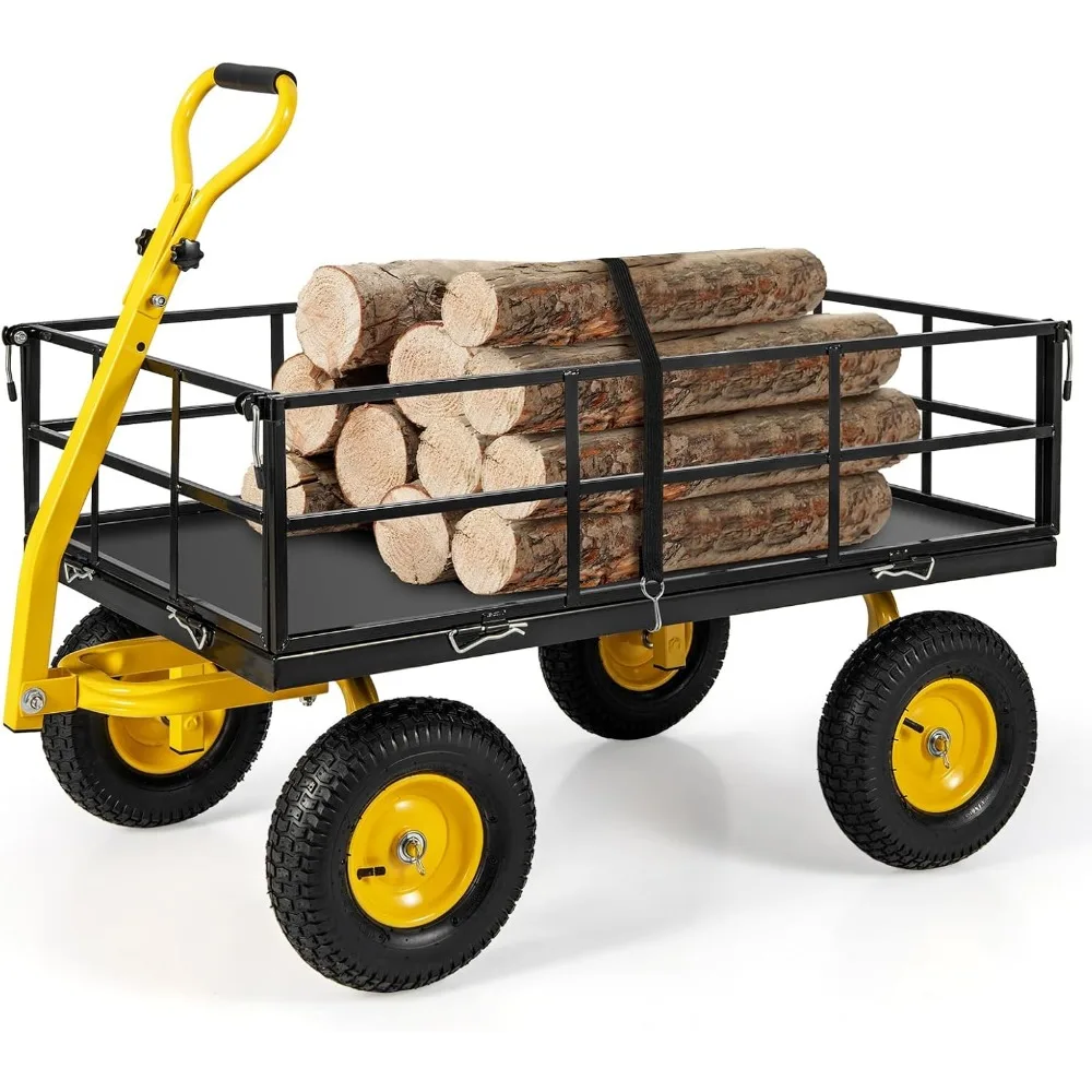 Utility Garden Cart, 1200 lbs Capacity Heavy Duty Wagon Cart with Rotating Handle, Removable Sides & 13" Wheels, Metal Utility
Utility Garden Cart, 1200 lbs Capacity Heavy Duty Wagon Cart with Rotating Handle, Removable Sides & 13" Wheels, Metal Utility