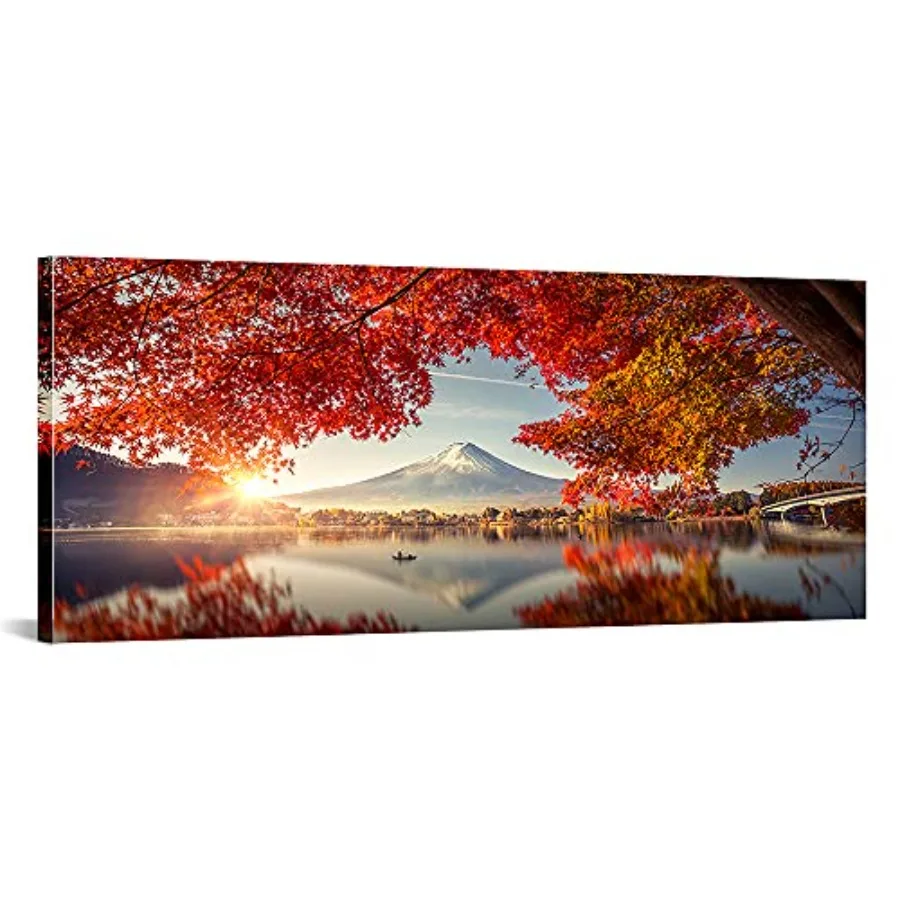 Framed Canvas Prints Mount Fuji Wall Art Japanese Mountain over Lake in Sunrise Modern Nature Landscape Pictures Red Maple Leav
Framed Canvas Prints Mount Fuji Wall Art Japanese Mountain over Lake in Sunrise Modern Nature Landscape Pictures Red Maple Leav