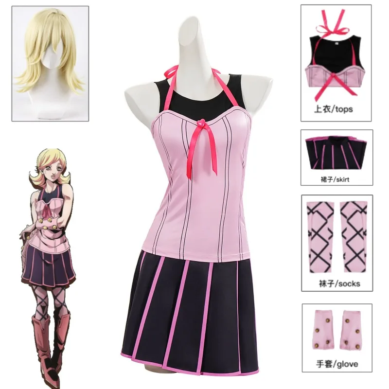 Lucy Steel Cosplay Costume JoJo's Bizarre Adventure Part 7 Steel Ball Run Pink Dress Outfit Full Set for Women Halloween
Lucy Steel Cosplay Costume JoJo's Bizarre Adventure Part 7 Steel Ball Run Pink Dress Outfit Full Set for Women Halloween