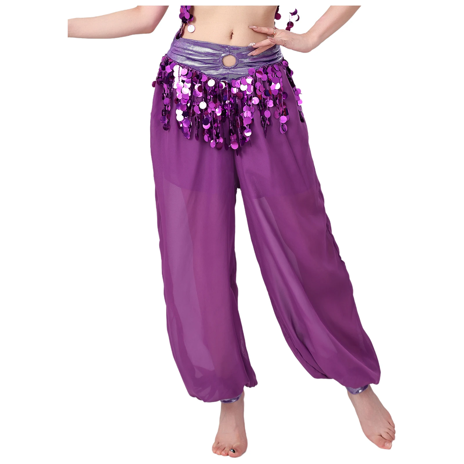 Adult Womens Belly Dance Lantern Pants Shiny Sequin Tassel Ruched High Waist Chiffon Loose Trousers Lyrical Folk Dance Costume
Adult Womens Belly Dance Lantern Pants Shiny Sequin Tassel Ruched High Waist Chiffon Loose Trousers Lyrical Folk Dance Costume