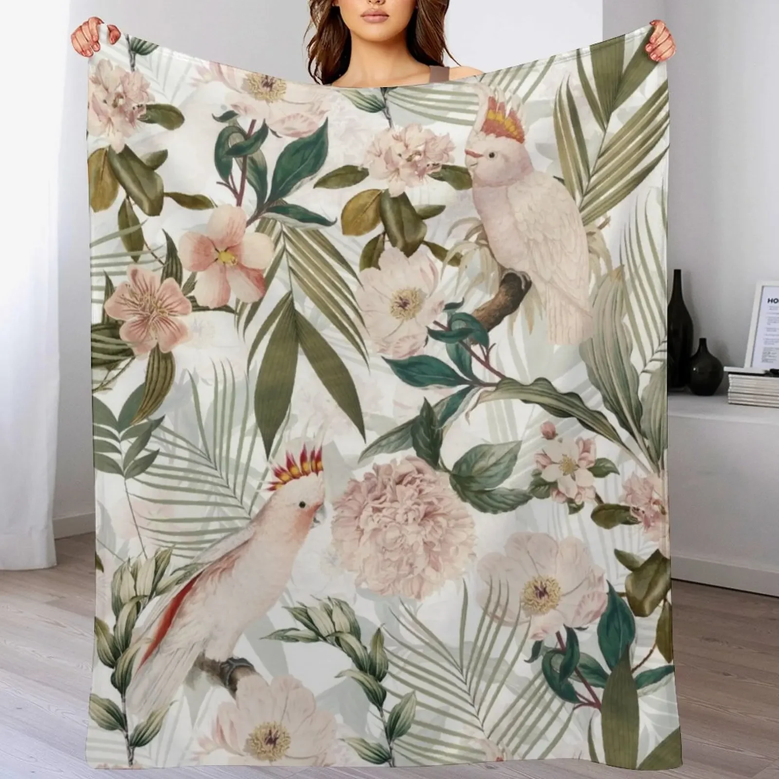 Tropical cockatoo and jungle pattern - white Throw Blanket Multi Purpose Soft Warm Blanket for Home Travel
Tropical cockatoo and jungle pattern - white Throw Blanket Multi Purpose Soft Warm Blanket for Home Travel
