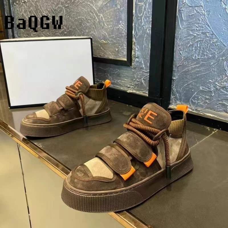 Designer Men's Casual Shoes Fashion Color Block Flat High Top Luxury Sneakers for Men Outdoor Male Running Shoes Ankle Boots
Designer Men's Casual Shoes Fashion Color Block Flat High Top Luxury Sneakers for Men Outdoor Male Running Shoes Ankle Boots