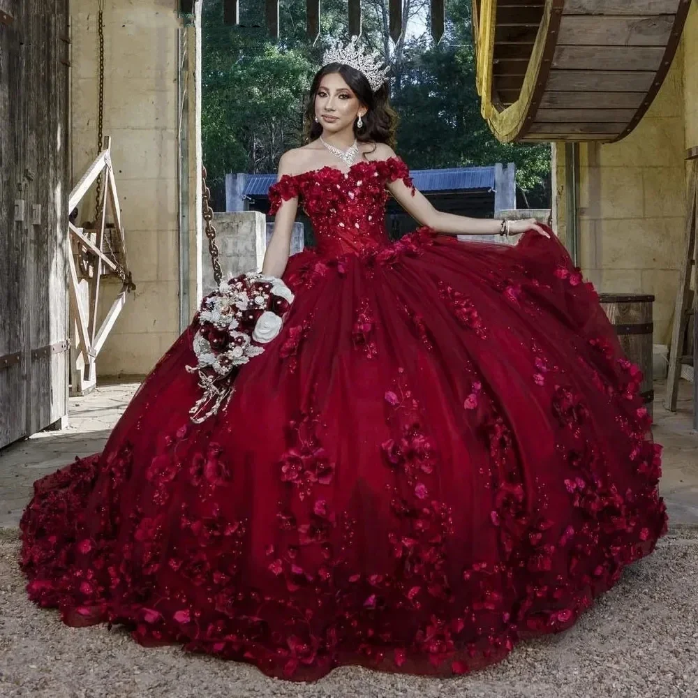 ANGELSBRIDEP Luxury Burgundy Ball Gown Quinceanera Dresses With 3D Flora Sweet 16 Mexican Girls Pageant Gowns
ANGELSBRIDEP Luxury Burgundy Ball Gown Quinceanera Dresses With 3D Flora Sweet 16 Mexican Girls Pageant Gowns