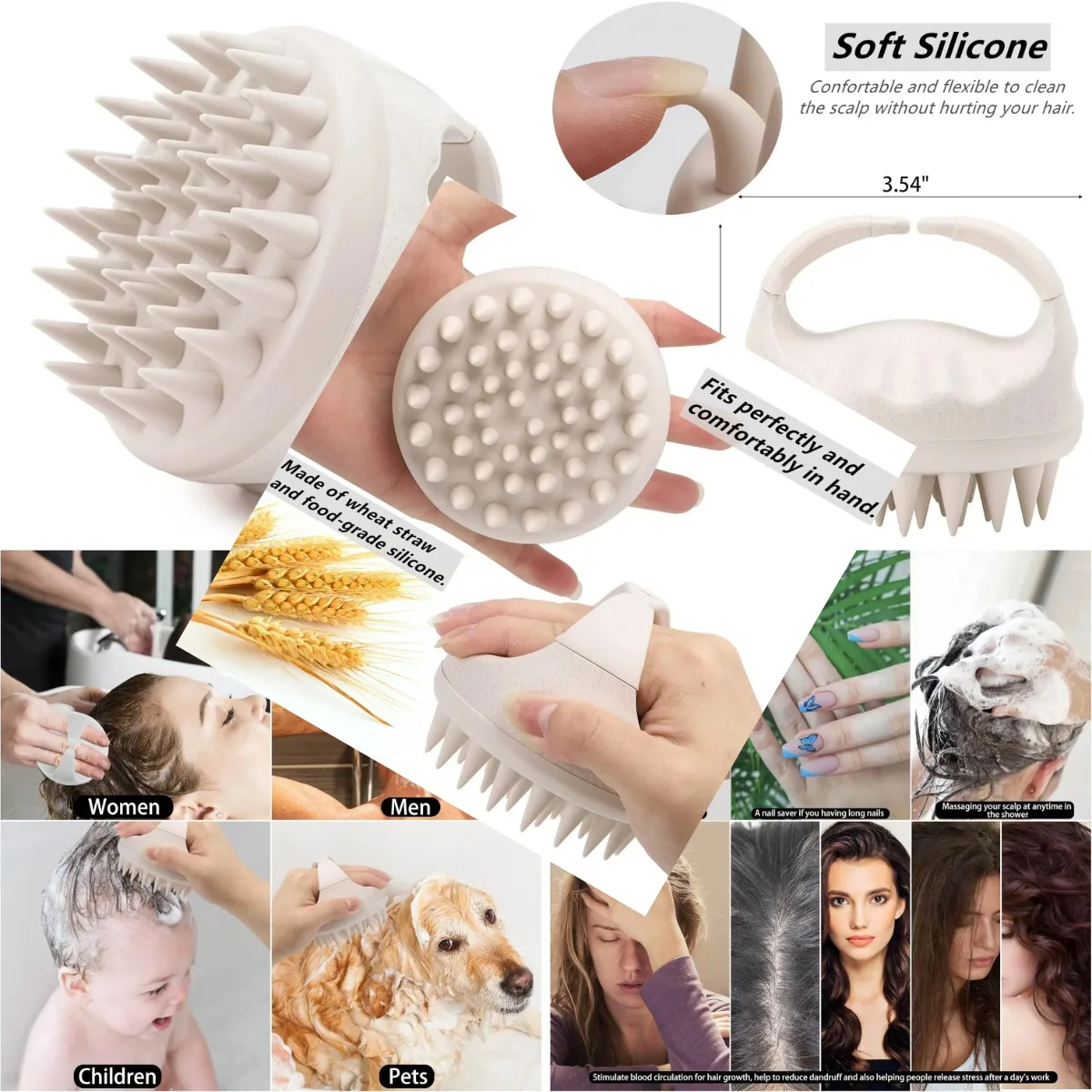 Hair Scalp Massager Shampoo Brush Hair Scrubber Washing Brush Silicone Scalp Exfoliator for Dandruff Removal- Beige
Hair Scalp Massager Shampoo Brush Hair Scrubber Washing Brush Silicone Scalp Exfoliator for Dandruff Removal- Beige