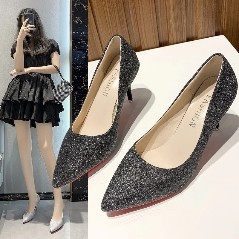 Large size women's shoes 2025 spring new item pointed shallow mouth thin heel fashion sequin 7cm high heels women's shoes
Large size women's shoes 2025 spring new item pointed shallow mouth thin heel fashion sequin 7cm high heels women's shoes