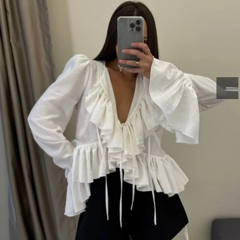 Iridesse 2026 spring, new design, ruffle bell sleeves, lace-up tops, versatile shirts, for women, street style, trendy outfit
Iridesse 2026 spring, new design, ruffle bell sleeves, lace-up tops, versatile shirts, for women, street style, trendy outfit