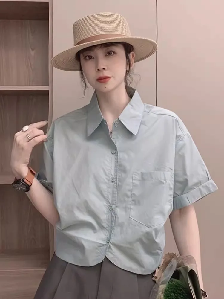 Ele Korean Sle ort Sve irt Breathable Skin-Friendly Single Button Ne Design Summer Commute Silk Top
Ele Korean Sle ort Sve irt Breathable Skin-Friendly Single Button Ne Design Summer Commute Silk Top