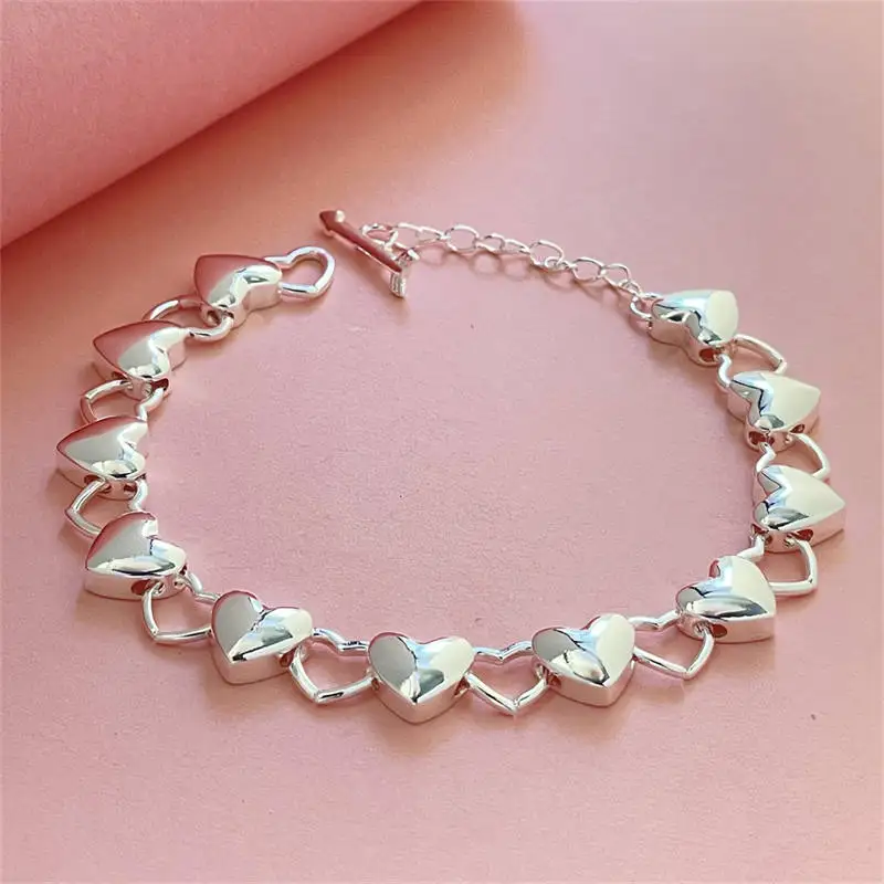 Fashion jewelry 925 sterling silver bracelet heart to heart charm suitable for women fashion wedding party gift jewelry
Fashion jewelry 925 sterling silver bracelet heart to heart charm suitable for women fashion wedding party gift jewelry