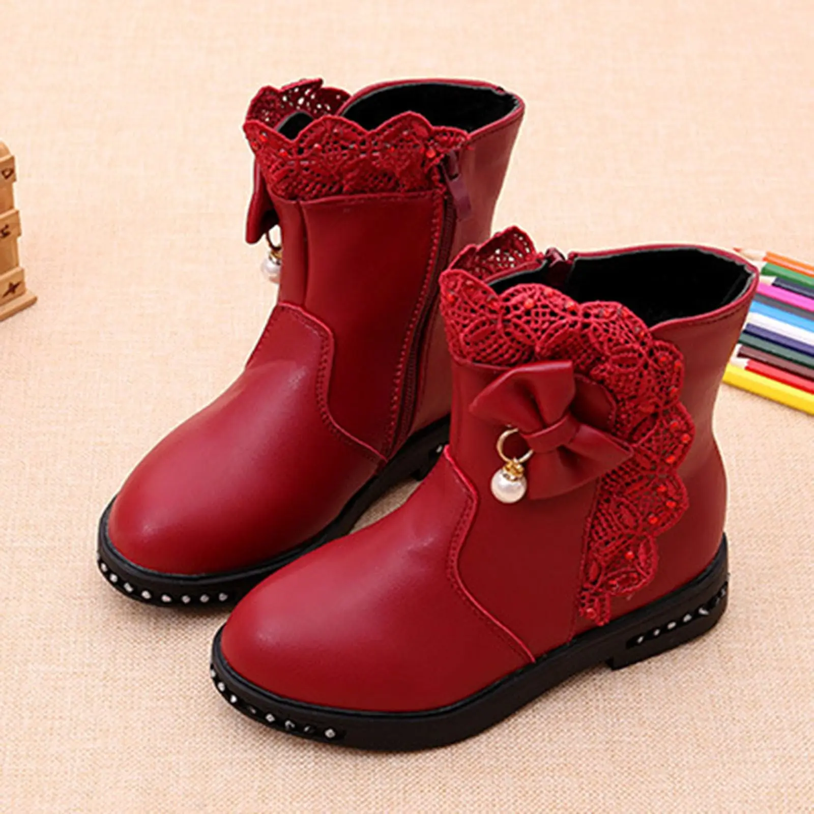 Children Boots for Girls Autumn Winter Warm Cotton Lace Bow-knot Pearls Pendant Princess Sweet Rubber Boots Snow Boots 27-37 New
Children Boots for Girls Autumn Winter Warm Cotton Lace Bow-knot Pearls Pendant Princess Sweet Rubber Boots Snow Boots 27-37 New