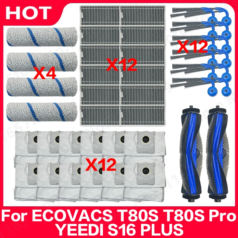 For ECOVACS T80S T80S Pro YEEDI S16 PLUS Spare Parts Main Side Brush Hepa Filter Rag Dust Bag Accessories
For ECOVACS T80S T80S Pro YEEDI S16 PLUS Spare Parts Main Side Brush Hepa Filter Rag Dust Bag Accessories
