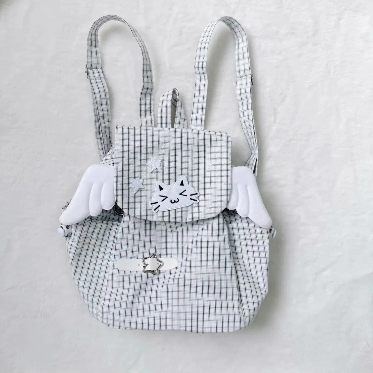Sweet Kawaii Plaid Wings Backpack Y2k Aesthetic Fashion Women Schoolbags Casual All Match Ins Star Backpacks Streetwear
Sweet Kawaii Plaid Wings Backpack Y2k Aesthetic Fashion Women Schoolbags Casual All Match Ins Star Backpacks Streetwear