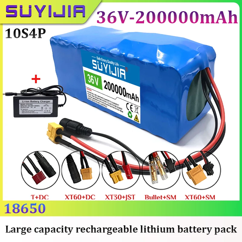 36V Large Capacity Rechargeable Lithium Battery Pack 18650 10S4P 200000mAh for Electric Bicycle Scooter Power Tools Built-in BMS
36V Large Capacity Rechargeable Lithium Battery Pack 18650 10S4P 200000mAh for Electric Bicycle Scooter Power Tools Built-in BMS