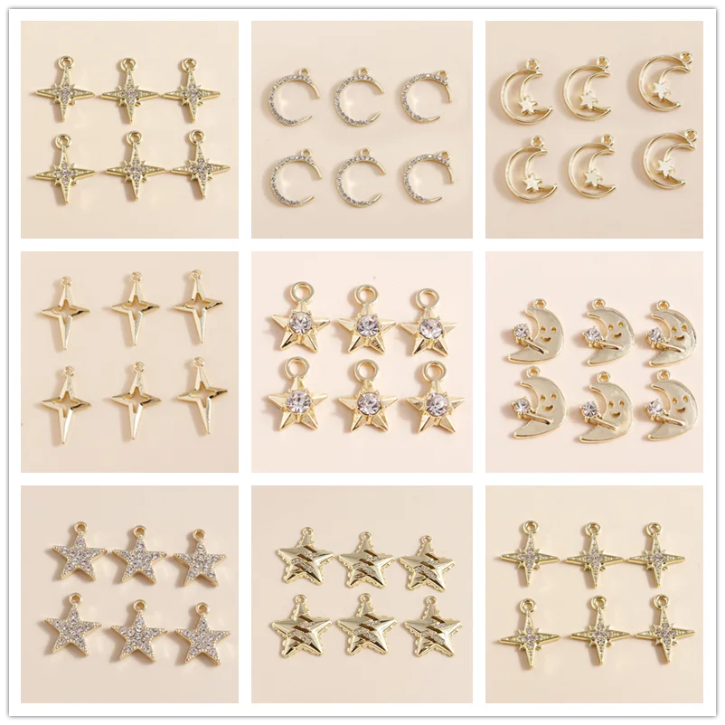 8pcs Cute Gold Plated Crystal Moon Star Charm for DIY Jewelry Making Handmade Earring Necklace Pendant
8pcs Cute Gold Plated Crystal Moon Star Charm for DIY Jewelry Making Handmade Earring Necklace Pendant