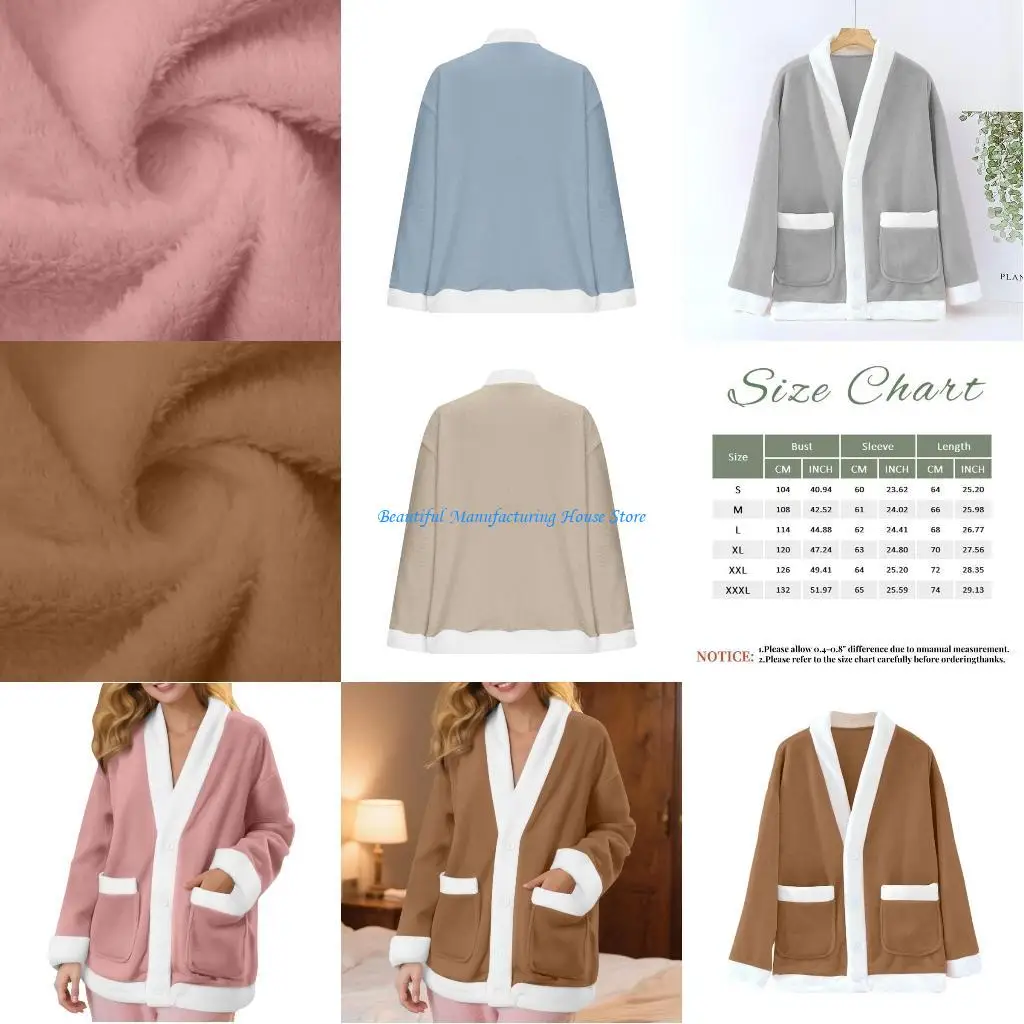 E56A Women's Warm Flannel Sleep Shirt with Button Closure Comfortable Loungewear
E56A Women's Warm Flannel Sleep Shirt with Button Closure Comfortable Loungewear