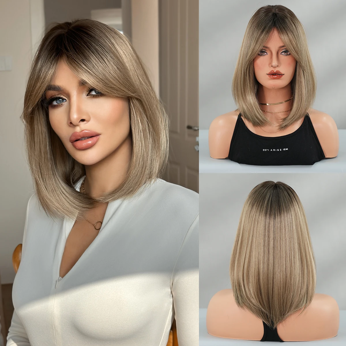 Shoulder Length Straight Ash Ombre Brown Wig for Women Synthetic Modest Fashion Middle Part Wear and Go Wigs with Curtain Bangs
Shoulder Length Straight Ash Ombre Brown Wig for Women Synthetic Modest Fashion Middle Part Wear and Go Wigs with Curtain Bangs