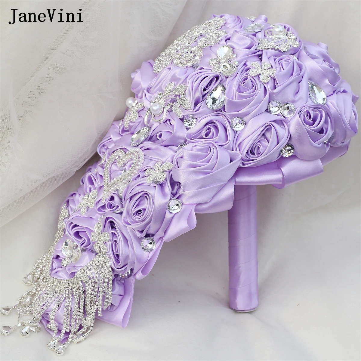 JaneVini 2025 Luxury Crystal Tassels Waterfall Bridal Bouquets Cascading Light Purple Ribbon Roses Wedding Bride Bouquet Flowers
JaneVini 2025 Luxury Crystal Tassels Waterfall Bridal Bouquets Cascading Light Purple Ribbon Roses Wedding Bride Bouquet Flowers