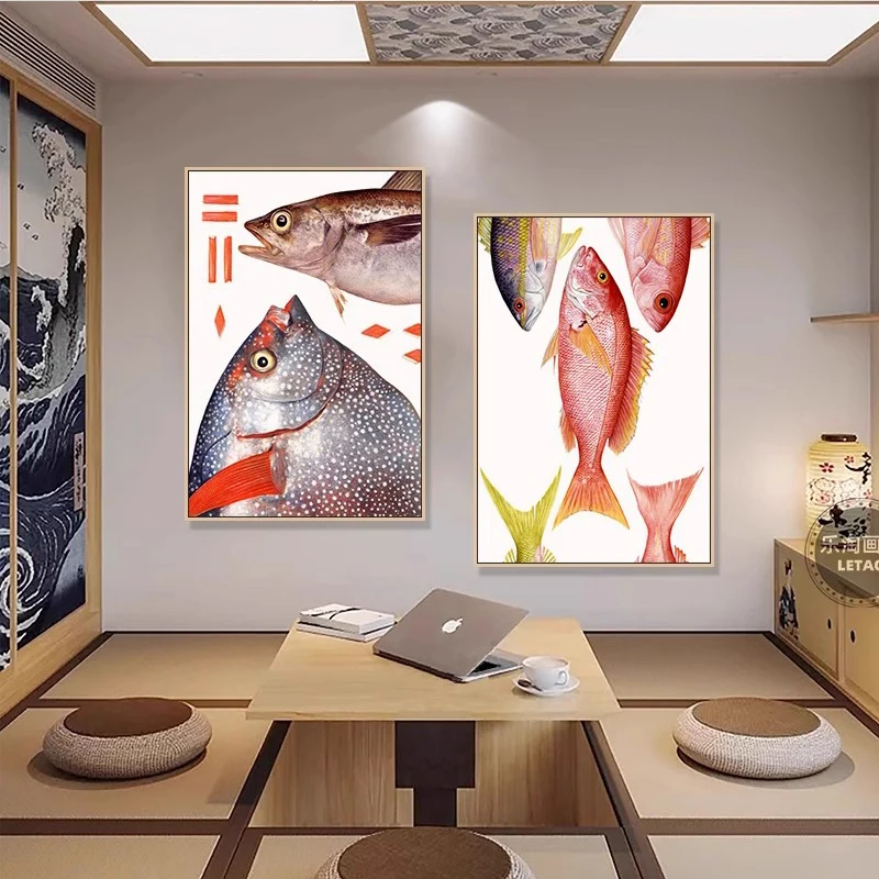 Japanese Decorative Canvas Painting Prints Fish and Shrimp Barbecue Shop Western Restaurant Seafood Shop Sashimi Seafood Decor
Japanese Decorative Canvas Painting Prints Fish and Shrimp Barbecue Shop Western Restaurant Seafood Shop Sashimi Seafood Decor
